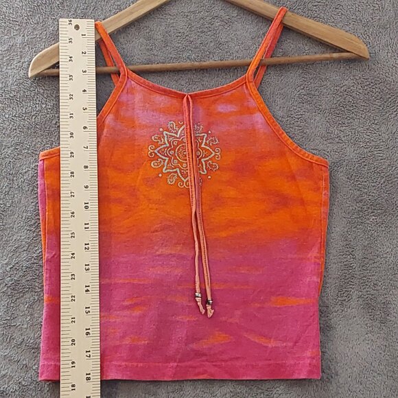 VTG Ombre Boho Tank Top – Tie Back Orange & Pink, Girls Size 10/12 Summer Style - Picture 4 of 5